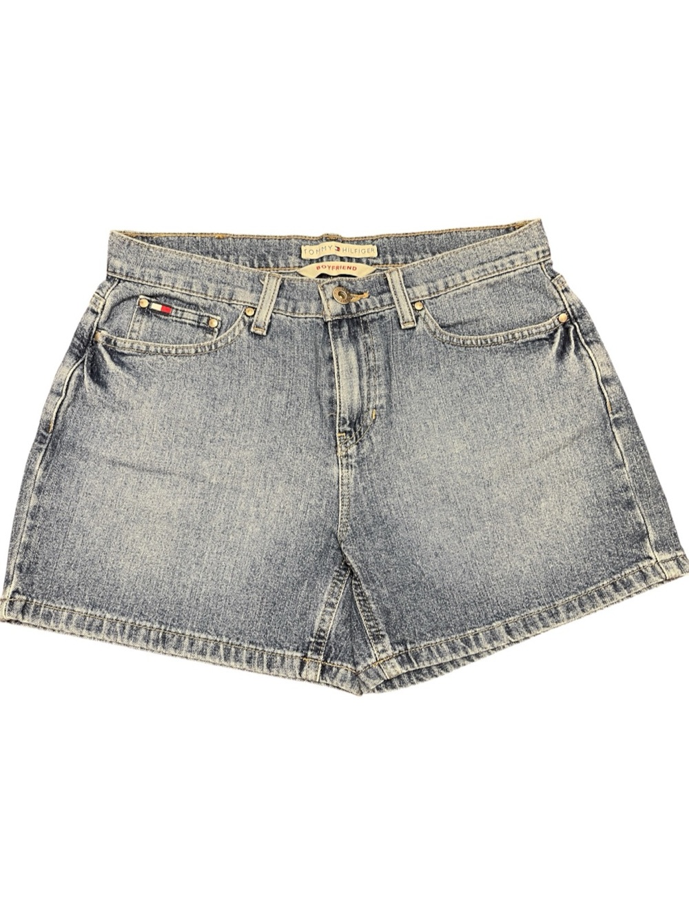 Vintage 90’s Tommy Hilfiger Medium Blue Wash Boyfriend Denim Jean Shorts Size 6